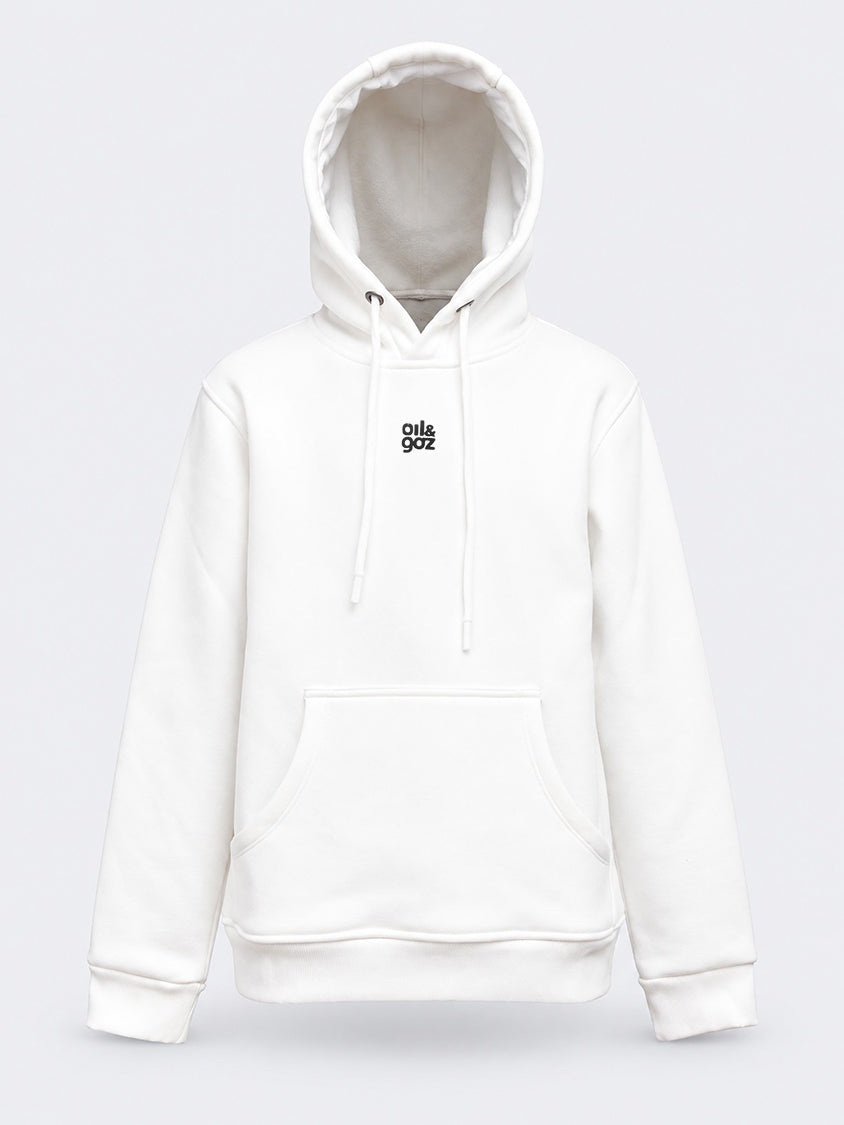Oil & Gaz Brushed Kids Lifestyle Hoodie Wth Pocket White