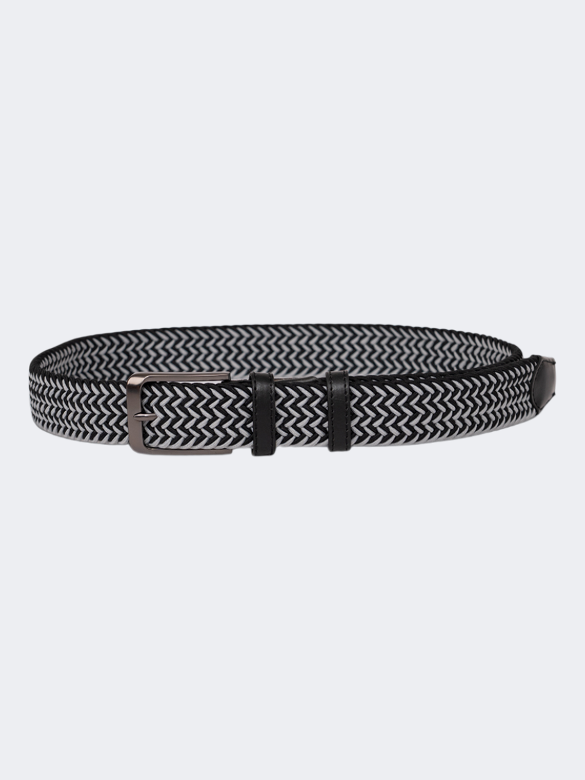 Oil & Gaz Stylish Men Lifstyle Herringbone Weave Belt Grey/Black