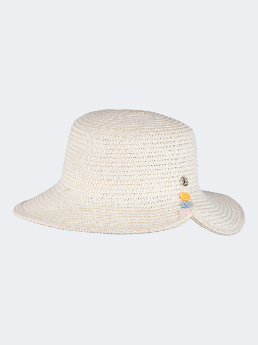 Oil And Gaz Wide-Brimmed Kids-Girls Beach Hat Off-White
