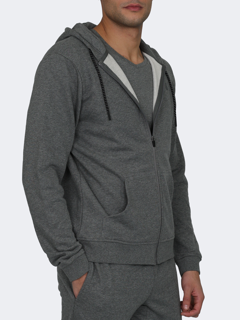 Oil And Gaz Full Zip Men Lifestyle Hoody Grey