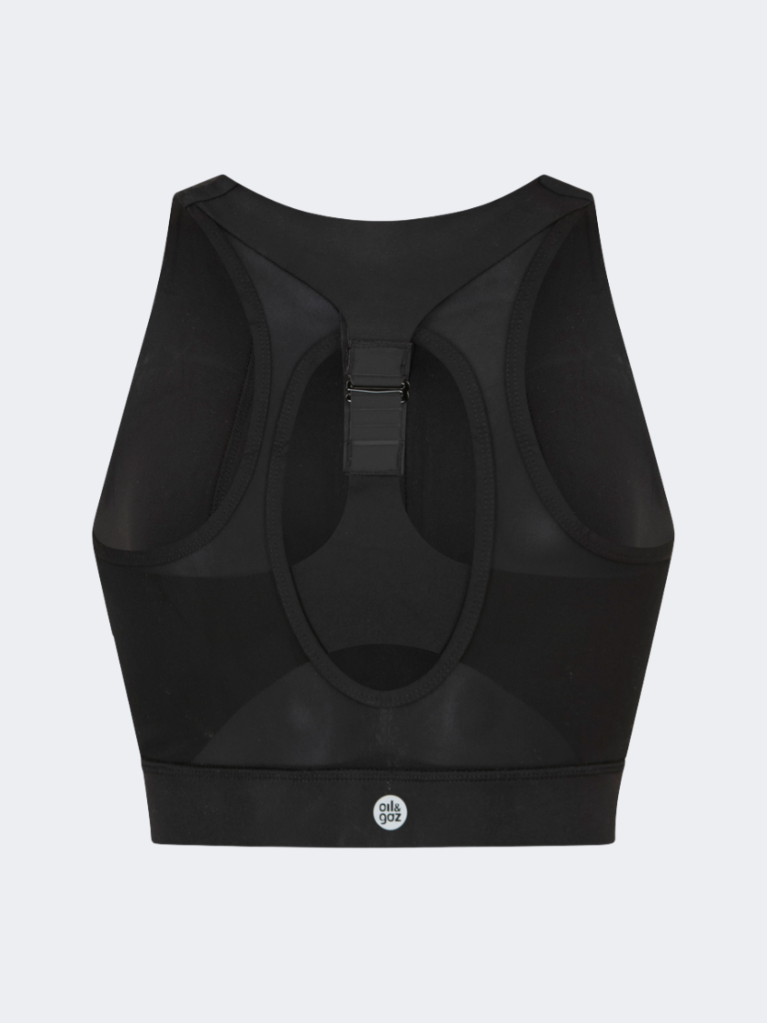 Oil&Gaz Open Back Women Training Longline Bra Black