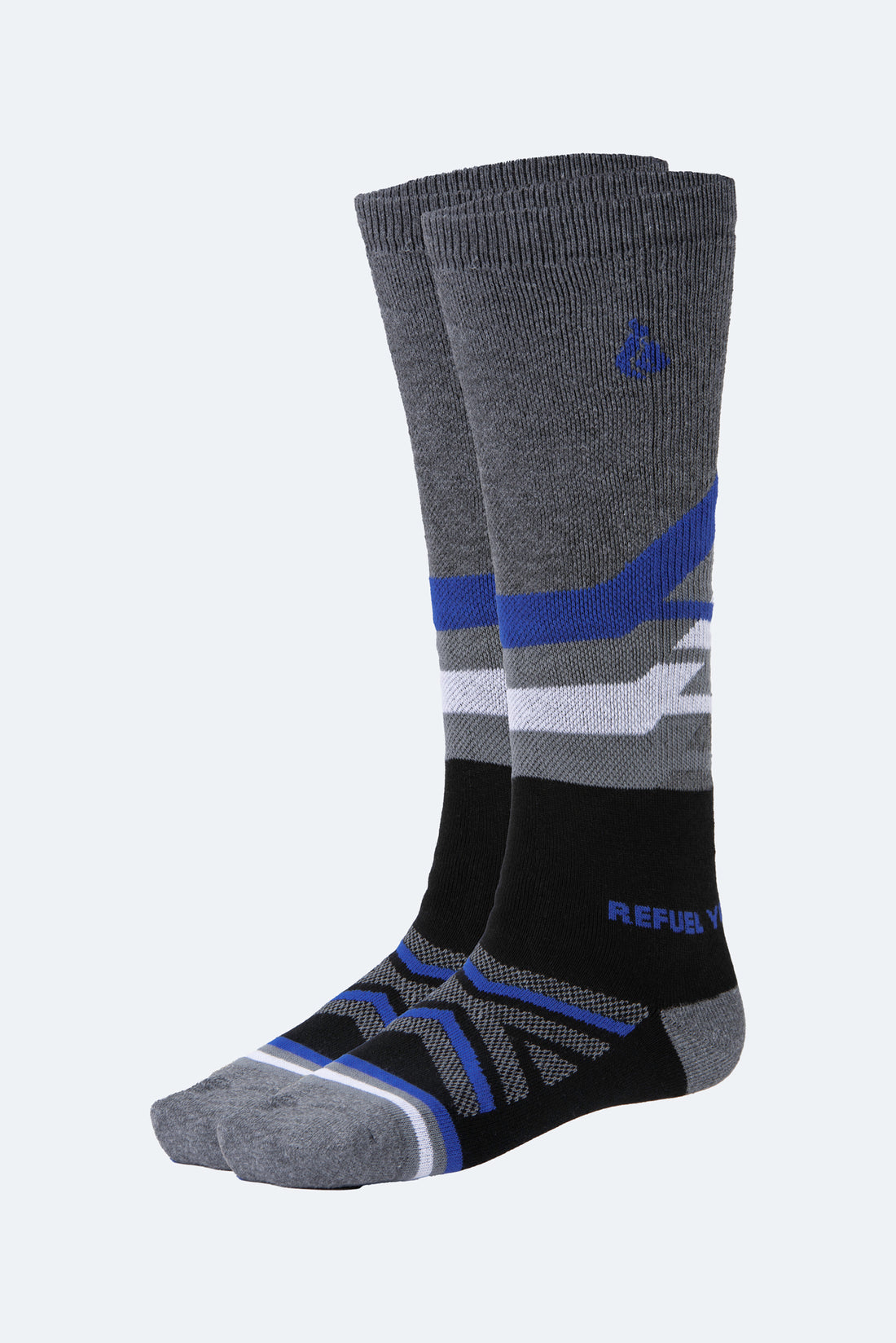Oil And Gaz Sporty Unisex Skiing Sock Black/Grey/White/Royal Blue