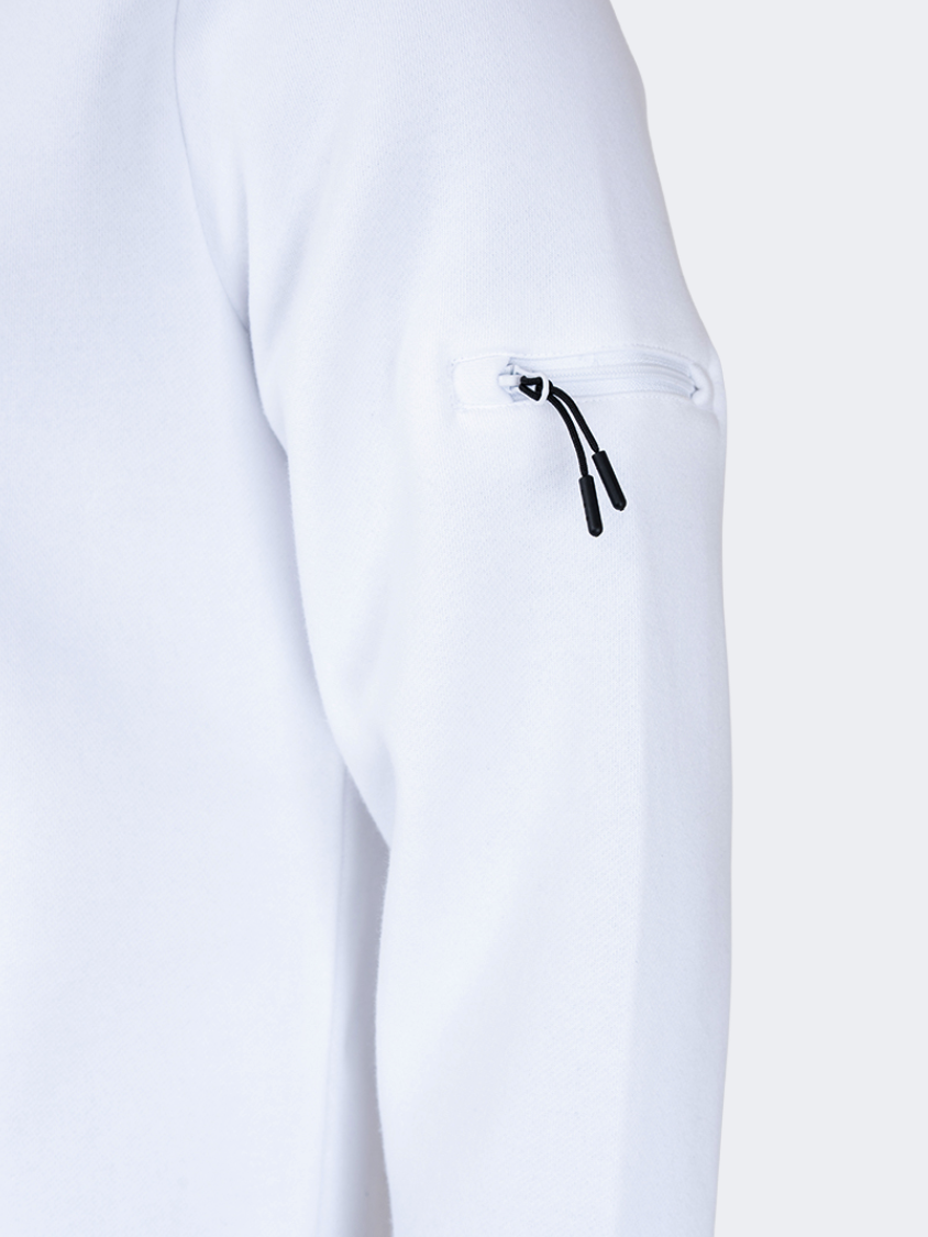 Oil And Gaz Brushed Unisex Lifestyle Printed Full Zip Hooded White