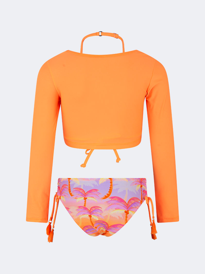 Oil And Gaz Colorful Kids-Girls Beach Bikini Set Orange/Purple