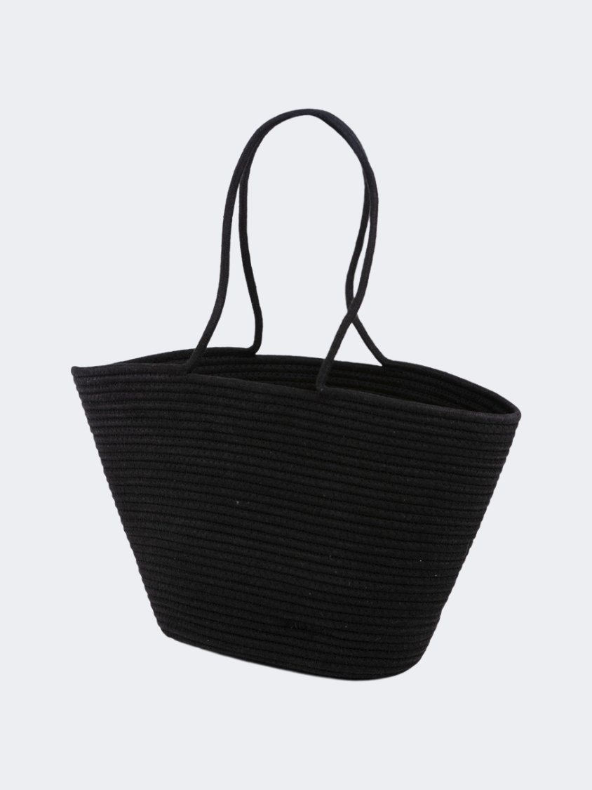 Oil And Gaz Functional Women Ribbed Beach Bag Black