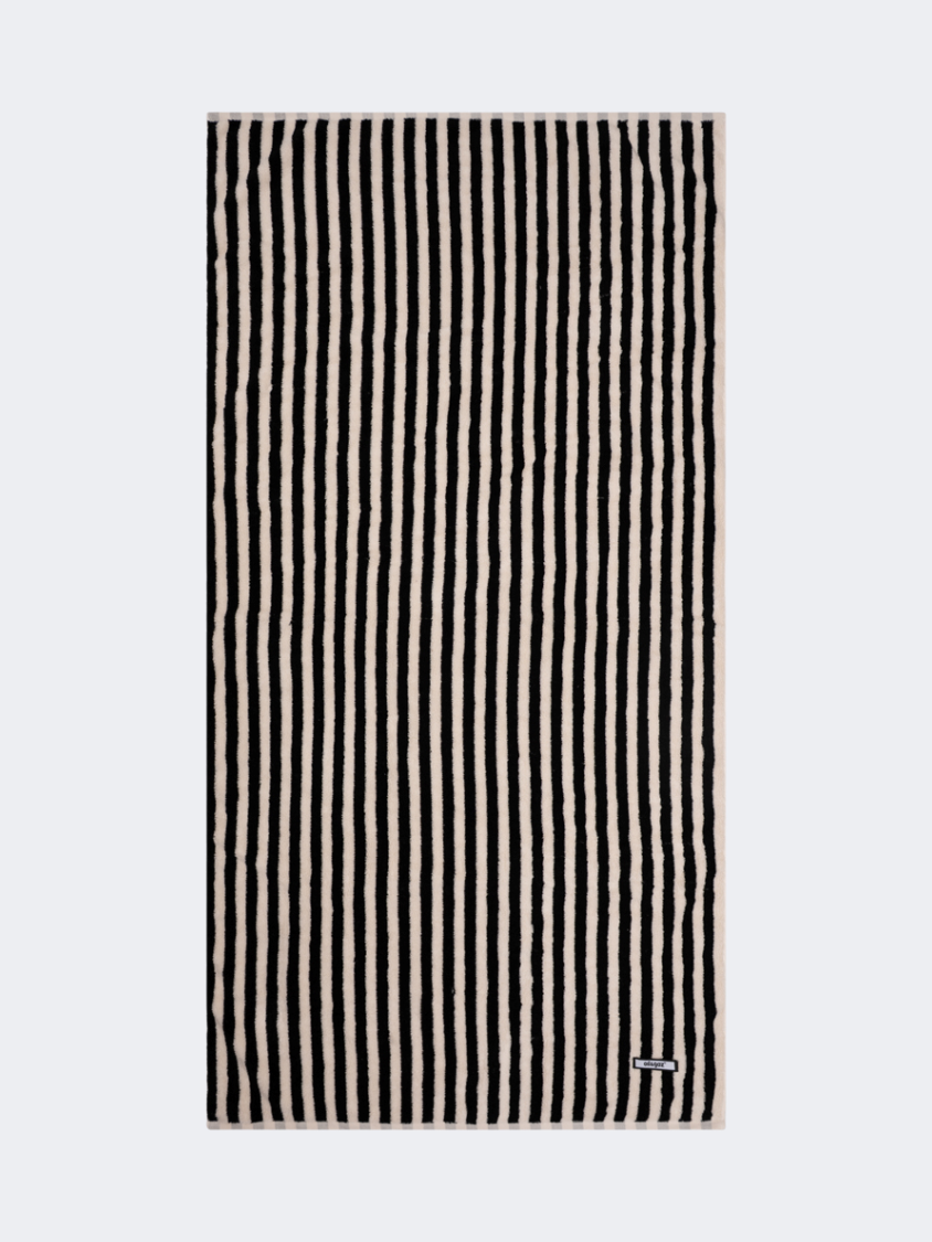 Oil And Gaz Absorbent Unisex Striped Beach Towel Black/White