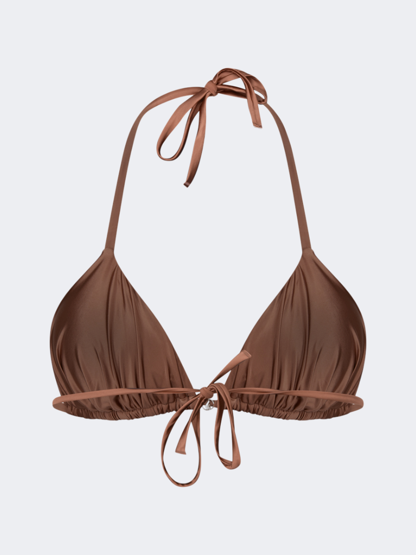 Oil And Gaz Sparkle Women Beach Triangle Bra Light Brown