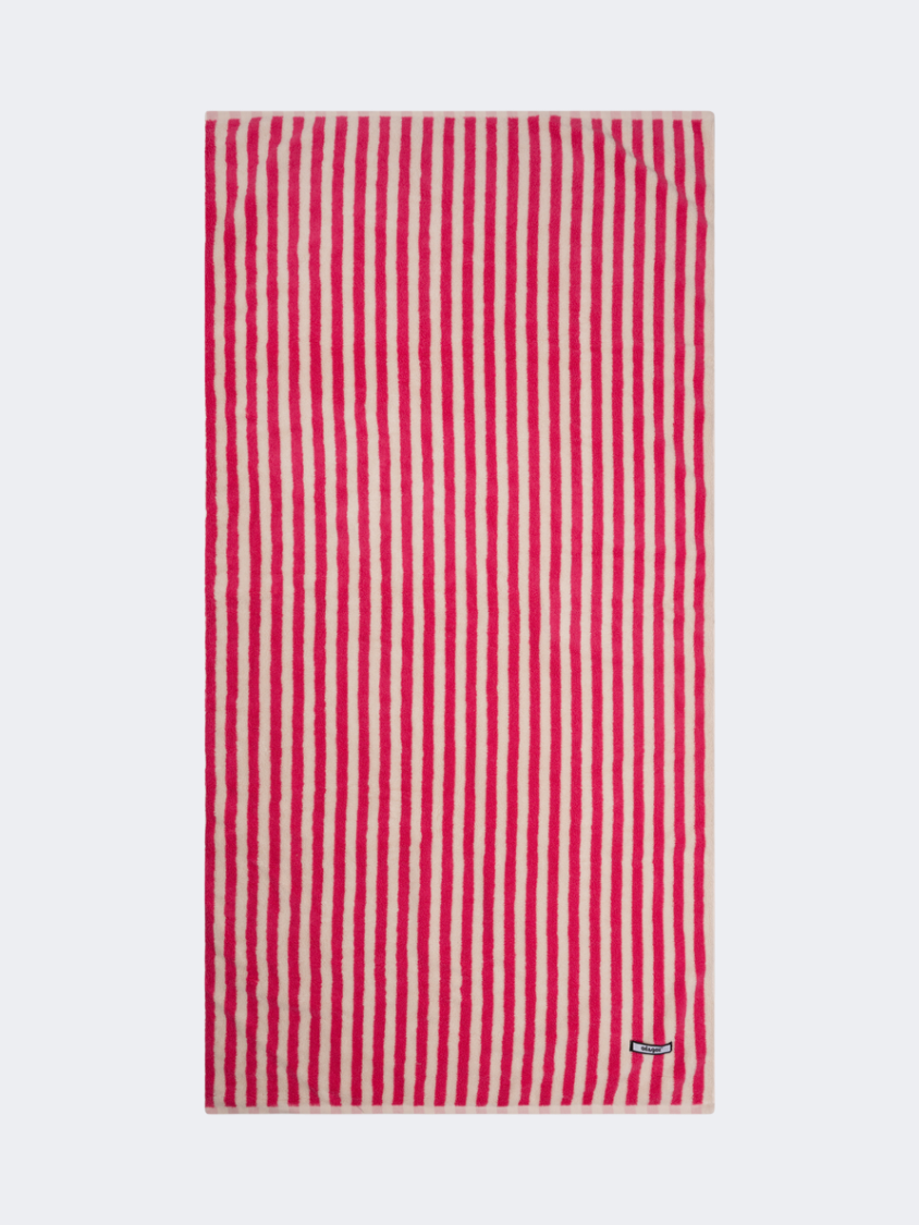 Oil And Gaz Absorbent Unisex Striped Beach Towel Fushia/White