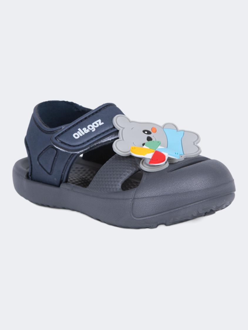 Oil And Gaz Cozy Kids-Girls Beach Slip-On Clogs Grey/Navy