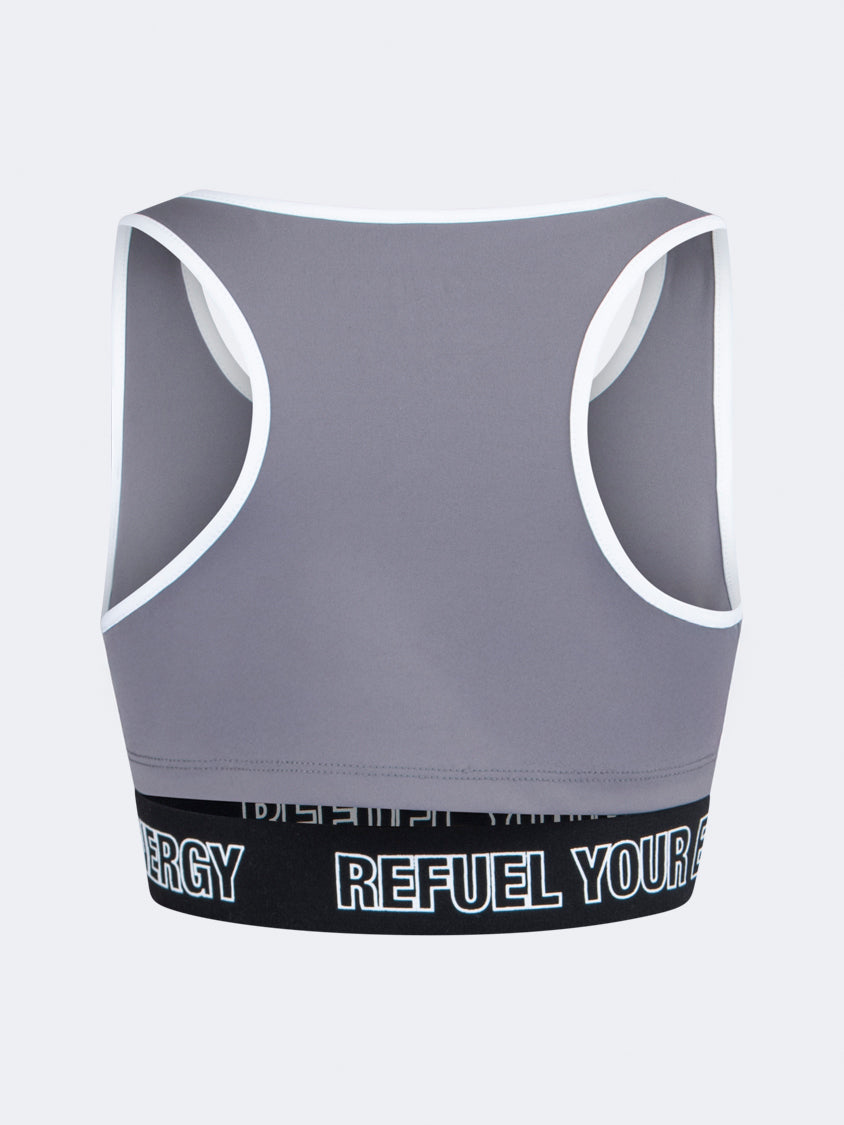 Oil And Gaz Breathable Kids-Girls Lifestyle Sports Bra Grey