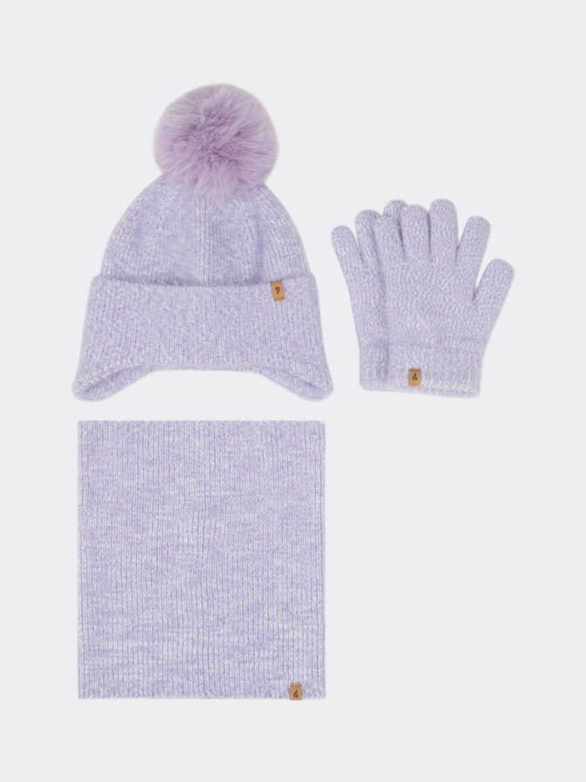 Oil And Gaz Soft Kids-Girls Lifestyle Set Of Gloves+Hat+Neck Waremer Purple