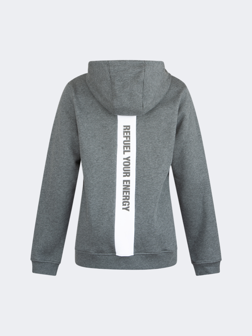 Glmw01ND UNISEX Full Zip Hoody Brushed Gry/Wht