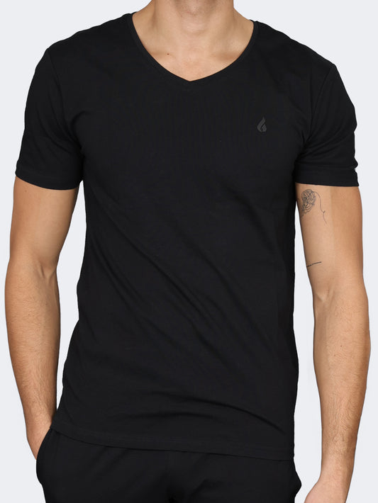Oil & Gaz V-Neck Men Lifestyle T-Shirt Black