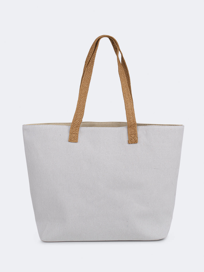 Oil And Gaz Chic Women Beach Bag White/Blue/Gold