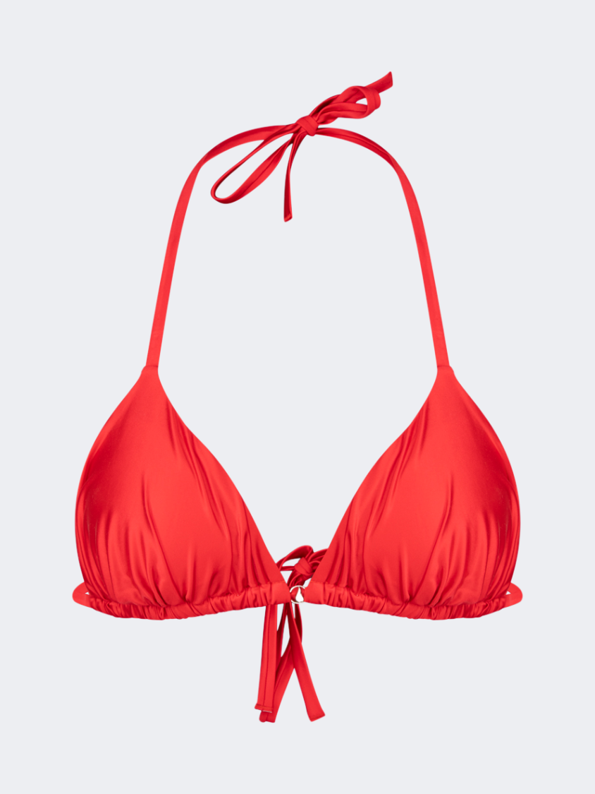 Oil And Gaz Sparkle Women Beach Triangle Bra Red