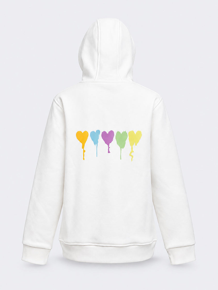 Oil & Gaz Brushed Kids-Girls Lifestyle Hoodie Wth Pocket White