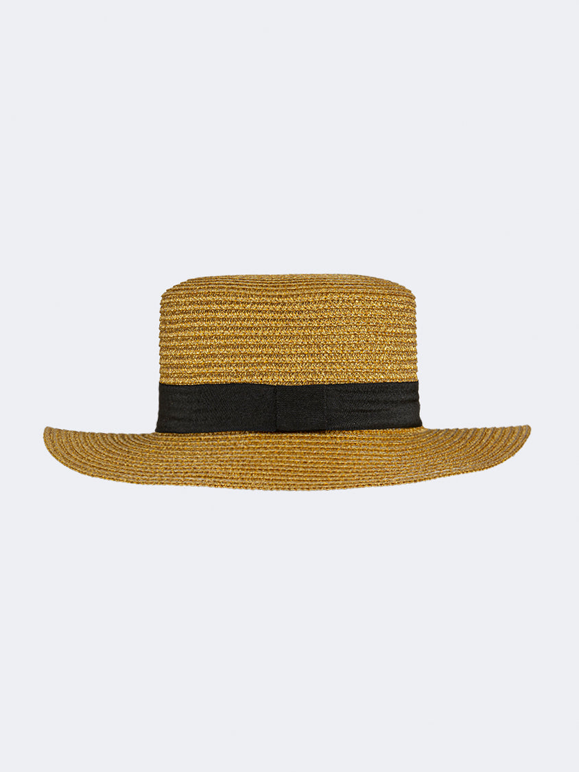 Oil And Gaz Stylish Women Beach Panama Hat Gold/Black