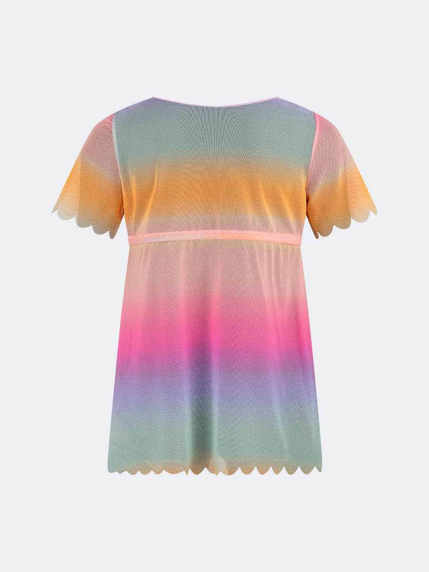 Oil And Gaz Colorful Kids-Girls Beach Dress Pink