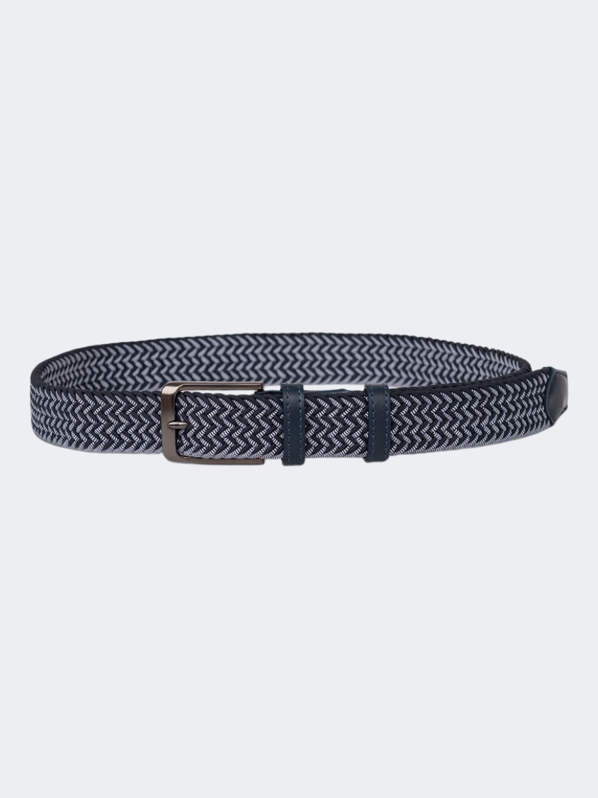 Oil & Gaz Stylish Men Lifstyle Herringbone Weave Belt Blue/White