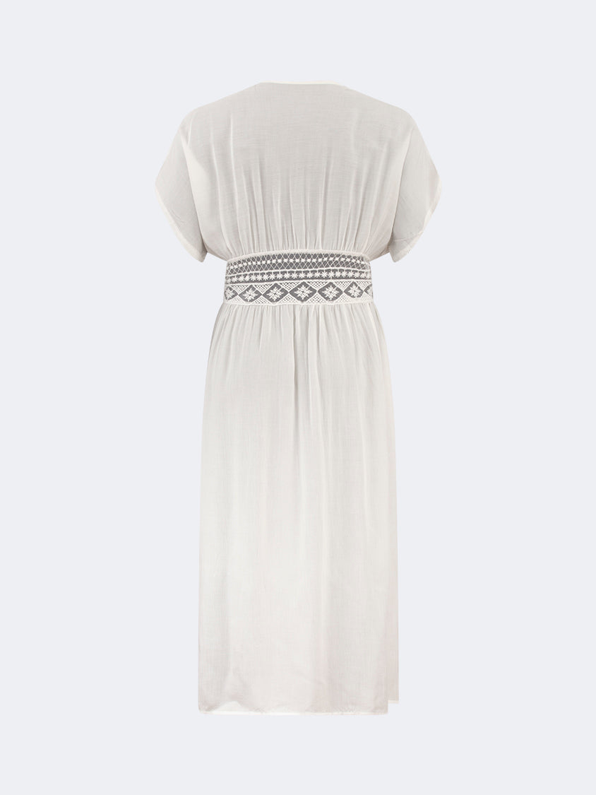 Oil And Gaz Comfortable Women Beach Coverup Ls White