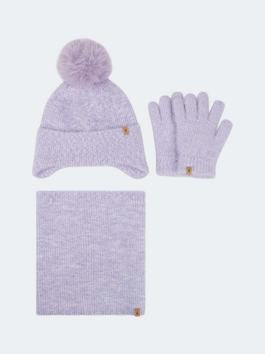 Oil And Gaz Soft Kids-Girls Lifestyle Set Of Gloves+Hat+Neck Waremer Beige