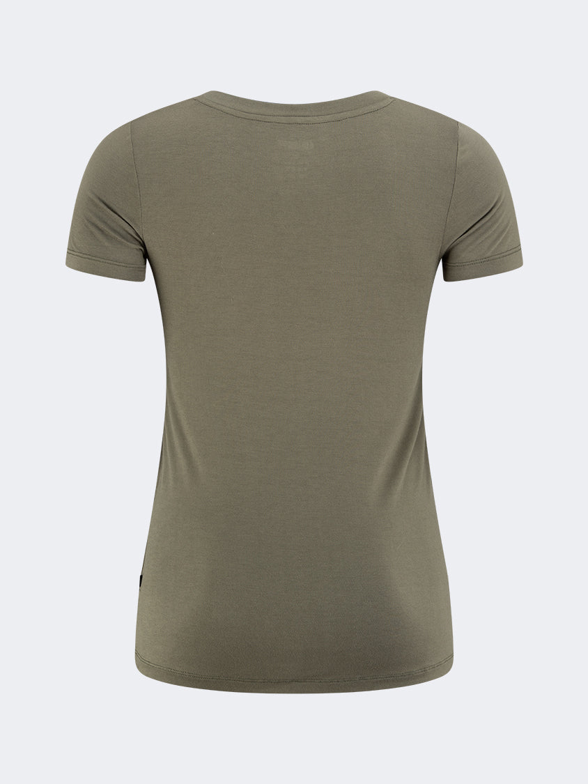Oil And Gaz V Neck Women Lifestyle T-Shirt Olive