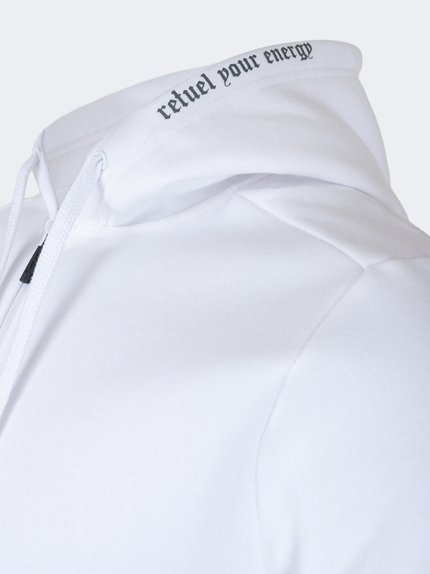 Oil And Gaz Brushed Unisex Lifestyle Printed Full Zip Hooded White
