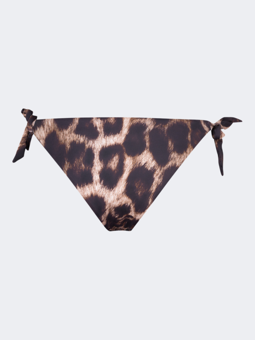Oil And Gaz Comfortable Leopard Women Beach Tie Side Bottom Black