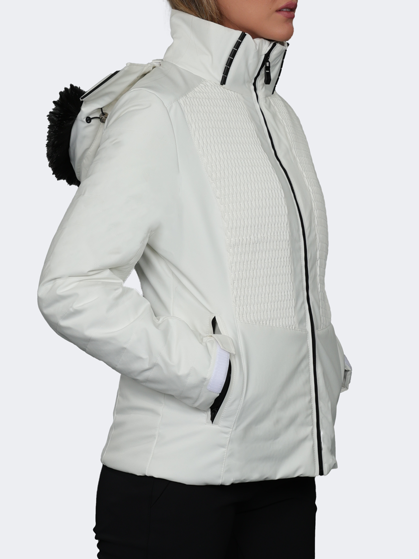 Oil And Gaz Mid Cut With Hood Women Skiing Jacket White