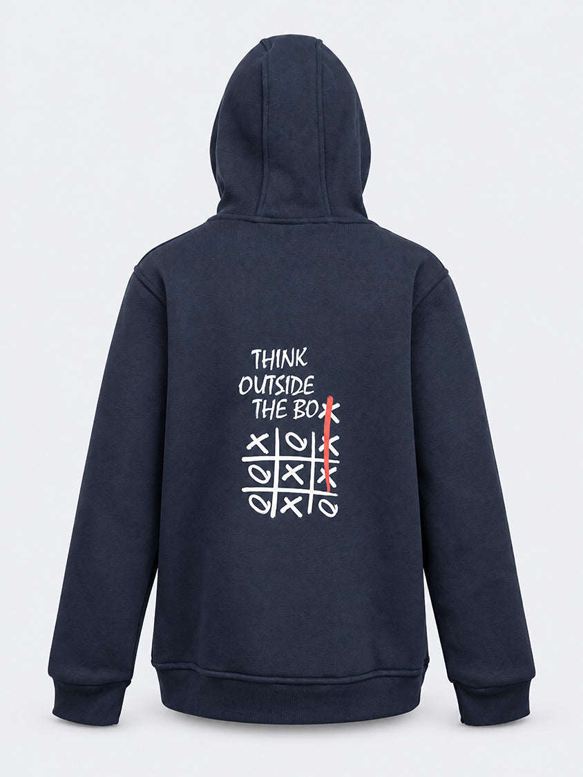 Oil & Gaz Brushed Kids Lifestyle Hoodie Wth Pocket Navy