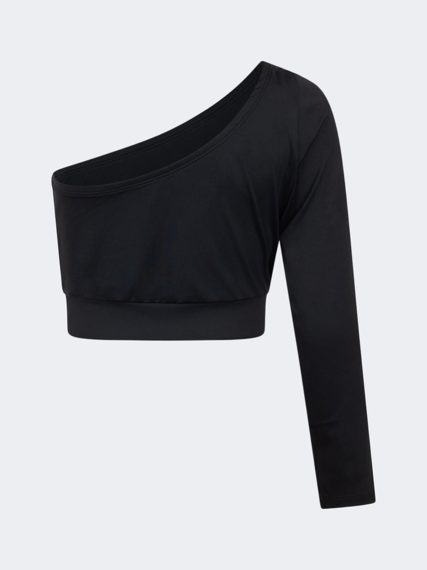 Oil&Gaz Off-Shoulder Kids-Girls Lifestyle Crop Top Black