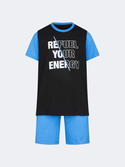Oil & Gaz Comfortable Kids-Boys Lifestyle Co Ord Set Black/Blue