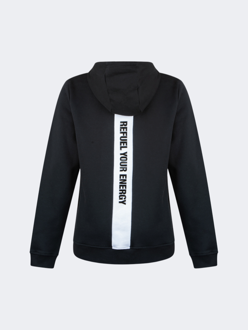Glmw01ND UNISEX Full Zip Hoody Brushed Blk/Wht