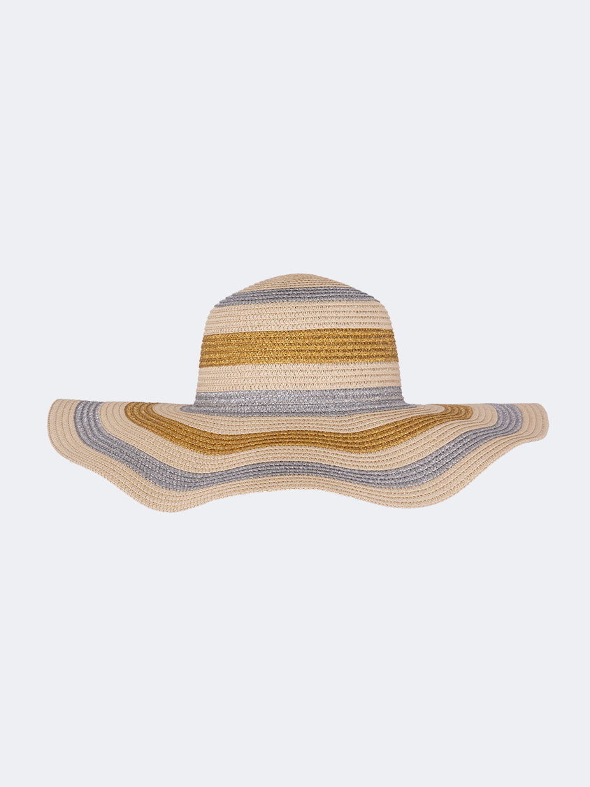 Oil And Gaz Stylish Women Beach Sun Hat Beige/Sliver/Gold