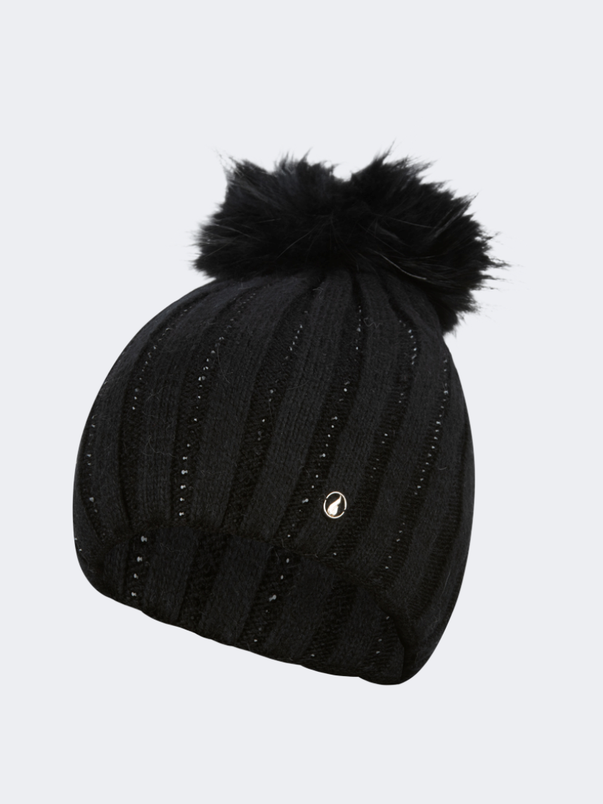 Oil And Gaz Ribbed Women Lifestyle Pom Beanie Black