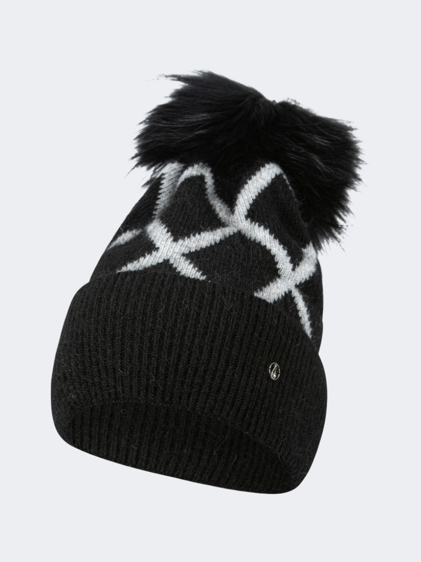 Oil And Gaz Cozy Women Lifestyle Pom Beanie Black