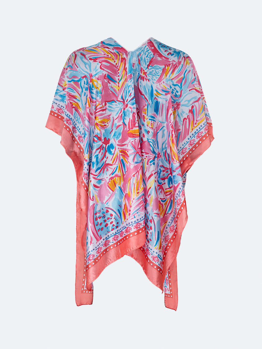 Oil And Gaz Elegant Women Beach Poncho Pink/Light Blue