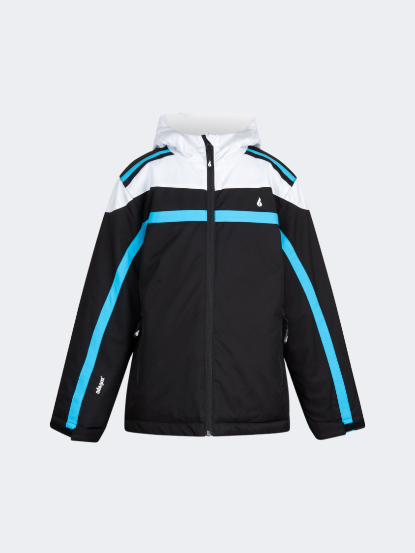 Oil&Gaz Comfortable Kids-Boys Skiing Ski Jacket Black/White/Blue