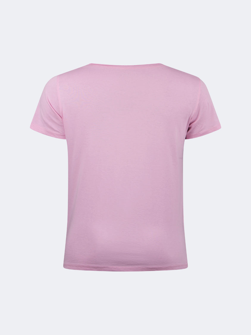 Oil And Gaz Classic Women Lifestyle V-Neck T-Shirt Pink
