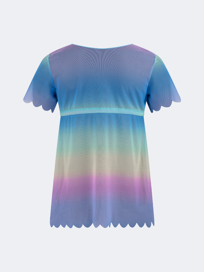 Oil And Gaz Colorful Kids-Girls Beach Dress Blue