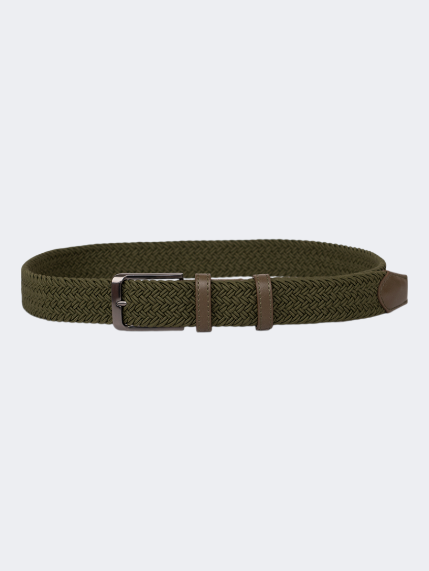 Oil & Gaz Stylish Men Lifstyle Herringbone Weave Belt Olive