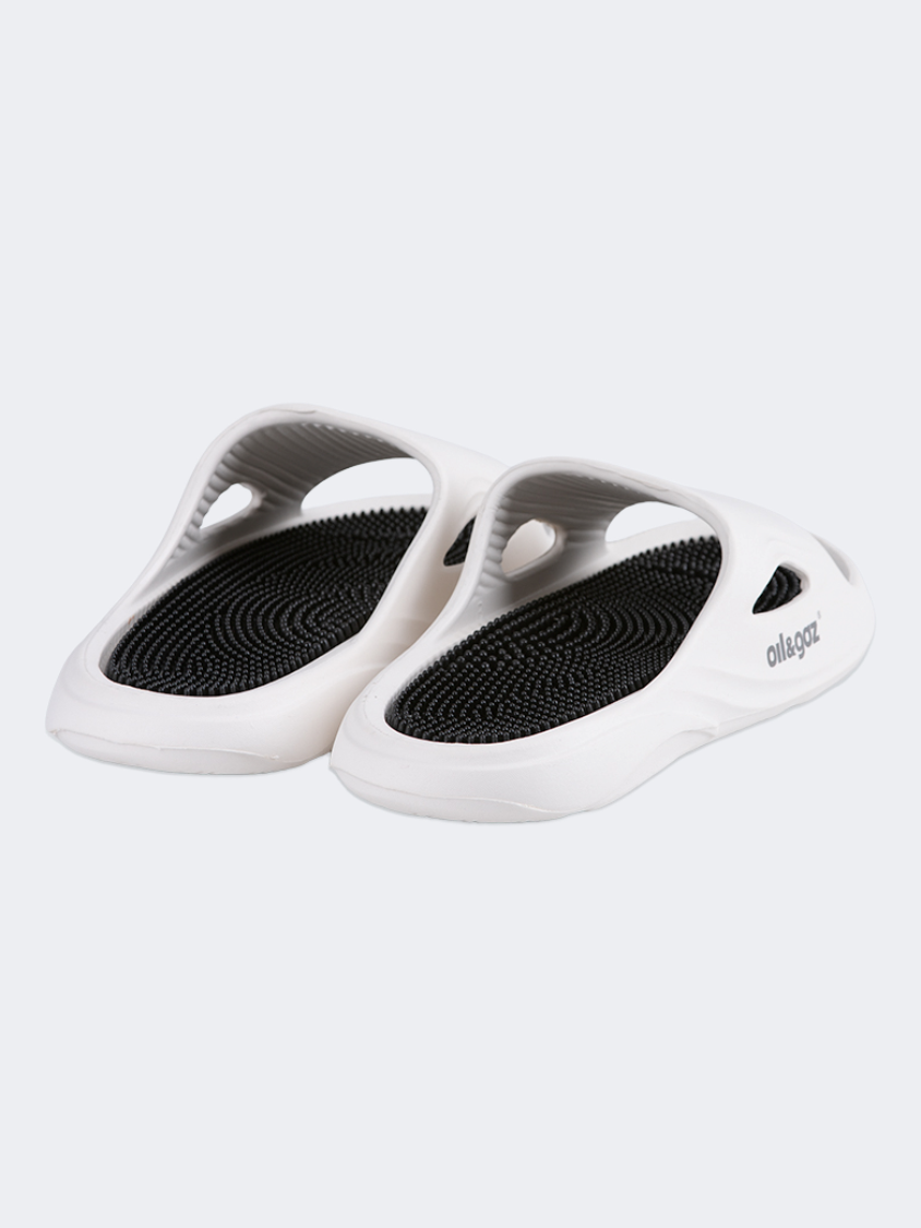 Oil&Gaz Relaxed Unisex Beach Slide White/Black