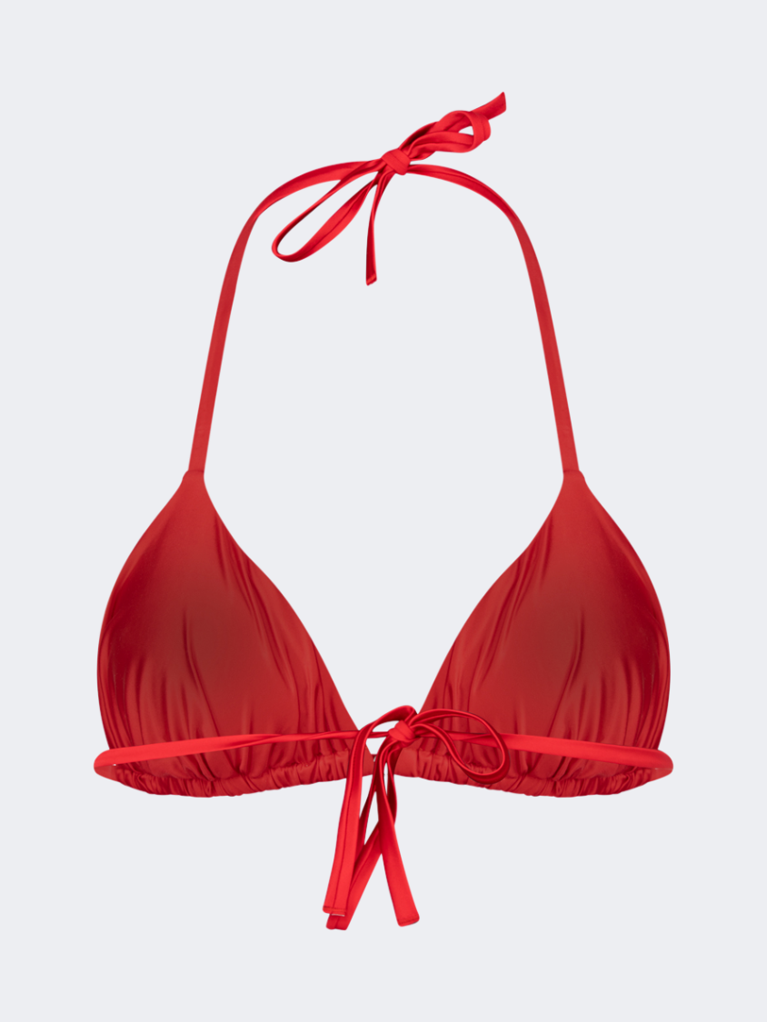 Oil And Gaz Sparkle Women Beach Triangle Bra Red