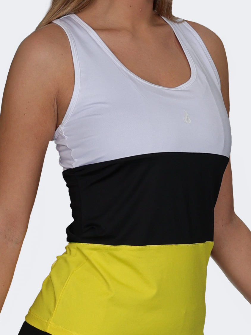 Oil And Gaz Plain Regular Fit Women Fitness Tank Black/Yellow/White