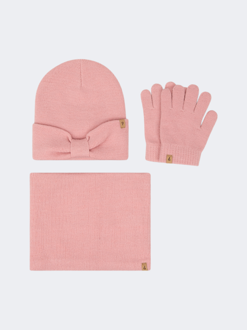Oil And Gaz Comfy Kids-Girls Lifestyle Set Of Gloves+Hat+Scarf Pink