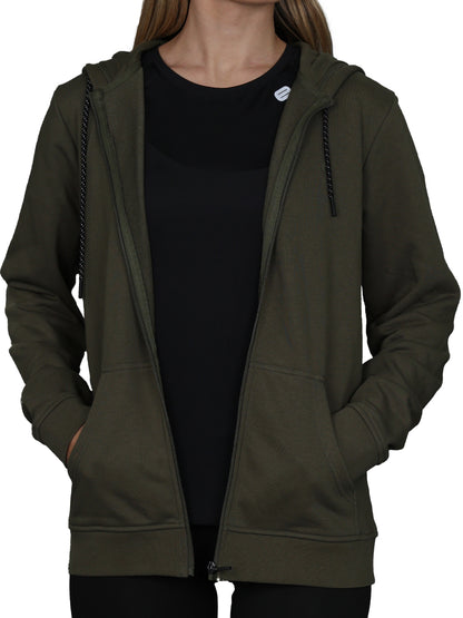 Oil And Gaz Full Zip Plain Men Lifestyle Hoody Olive