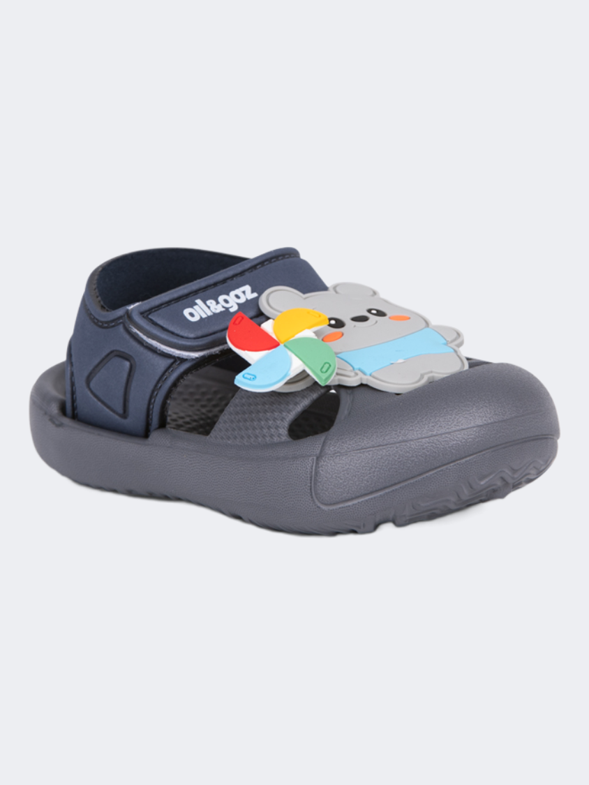 Oil And Gaz Cozy Kids-Boys Beach Slip-On Clogs Grey/Navy