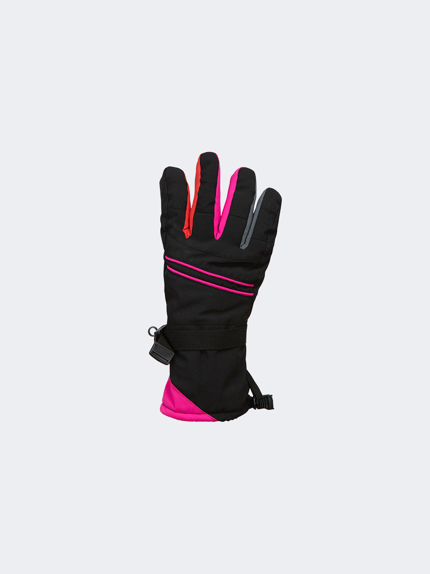 Oil And Gaz Insulated Kids-Girls Skiing Gloves Green/Pink/White