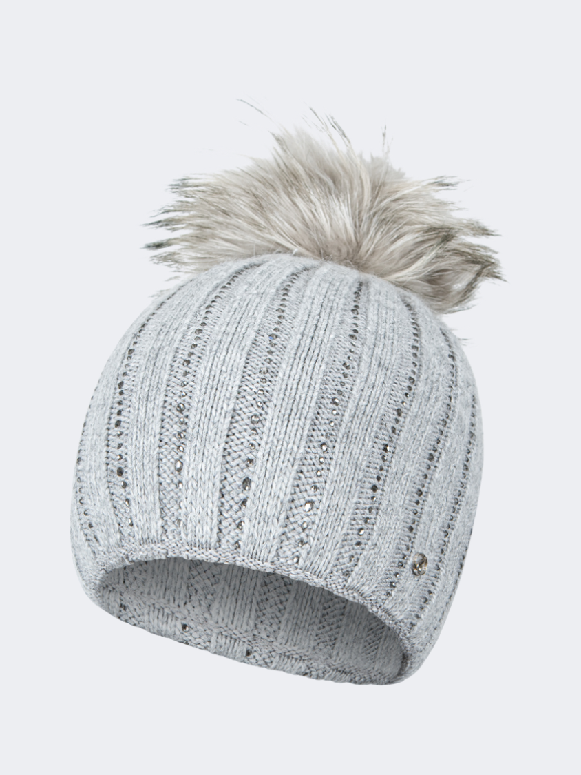 Oil And Gaz Ribbed Women Lifestyle Pom Beanie Light Grey