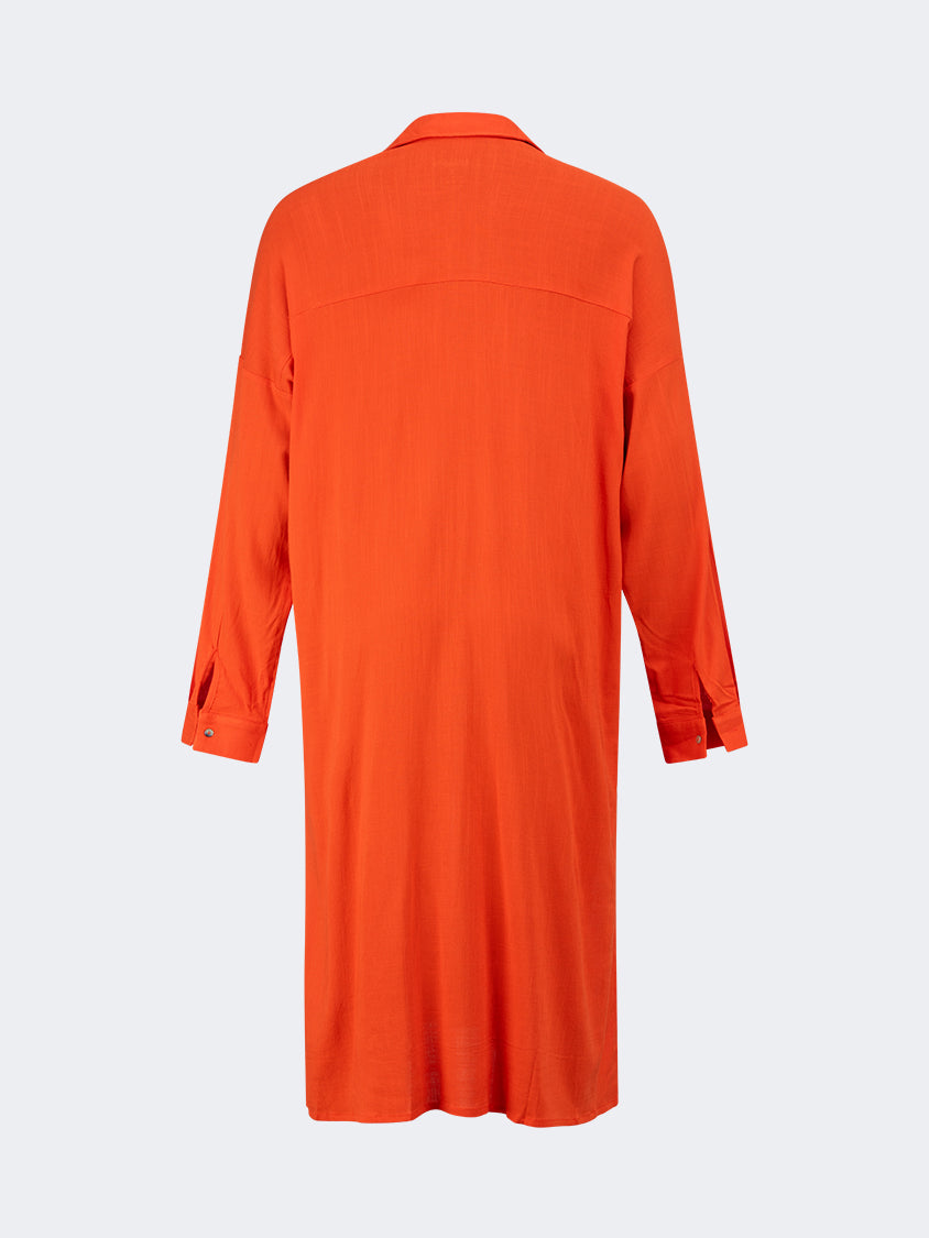 Oil And Gaz Plain Women Lifestyle Dress Tangerine Tango